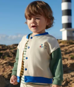 Petit Bateau Pullover, Cardigans*Baby College-Jacke aus Baumwolle im Colorblock AVALANCHE/ PALMERAIE