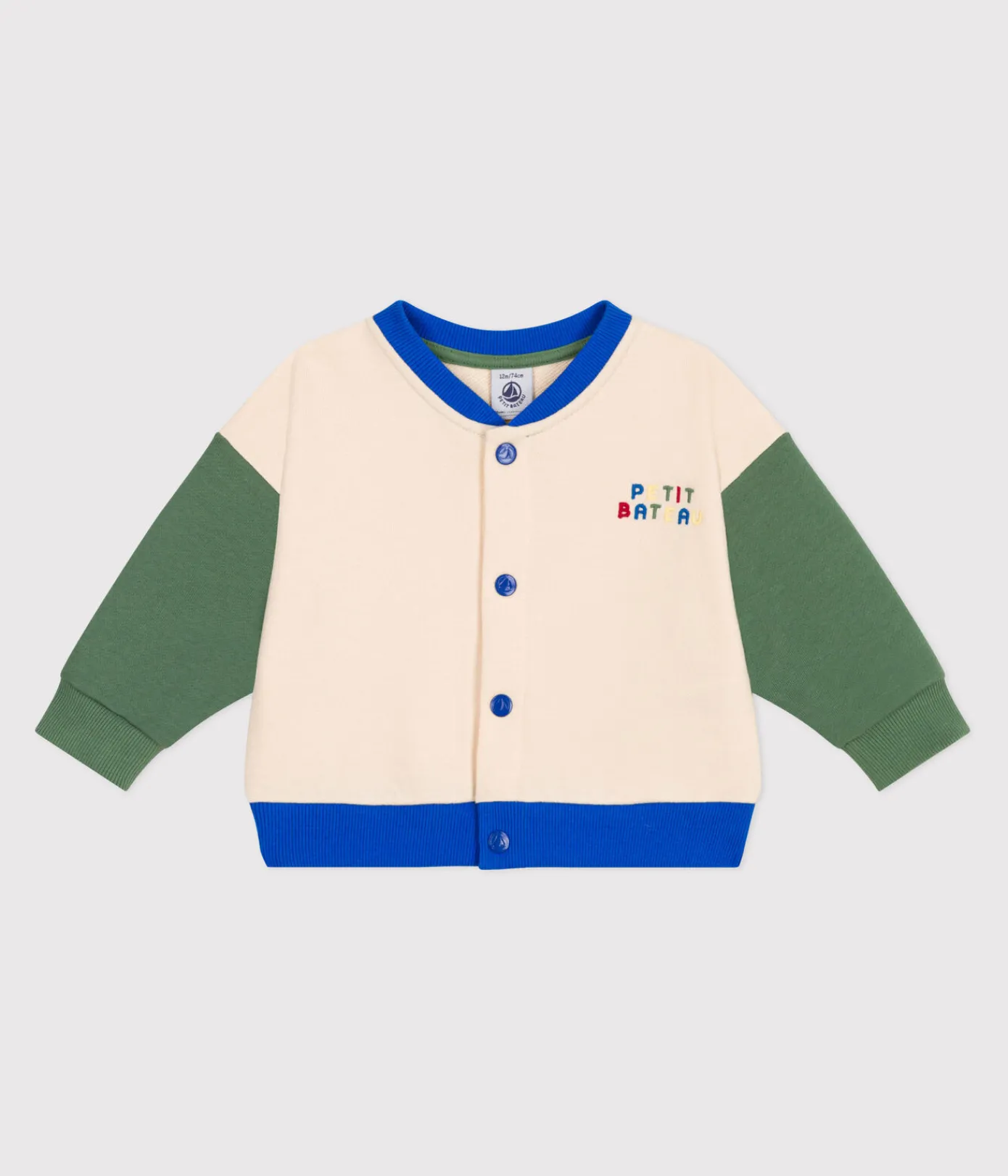 Petit Bateau Pullover, Cardigans*Baby College-Jacke aus Baumwolle im Colorblock AVALANCHE/ PALMERAIE