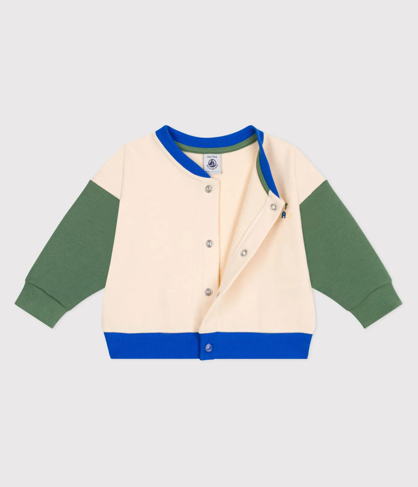 Petit Bateau Pullover, Cardigans*Baby College-Jacke aus Baumwolle im Colorblock AVALANCHE/ PALMERAIE
