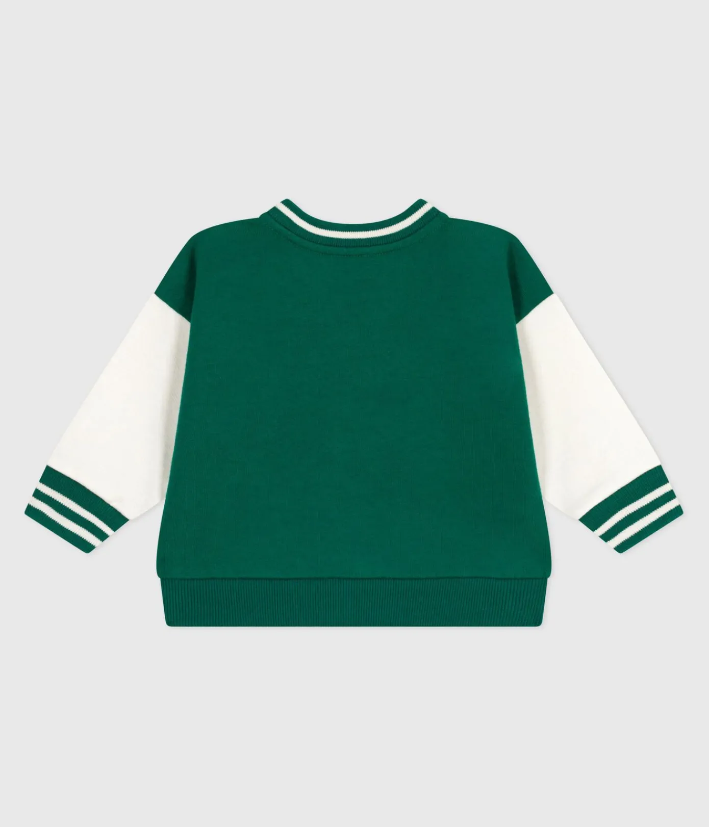 Petit Bateau Pullover, Cardigans*Baby College-Jacke aus zweifarbiger Baumwolle grün EVERGREEN/ MILK