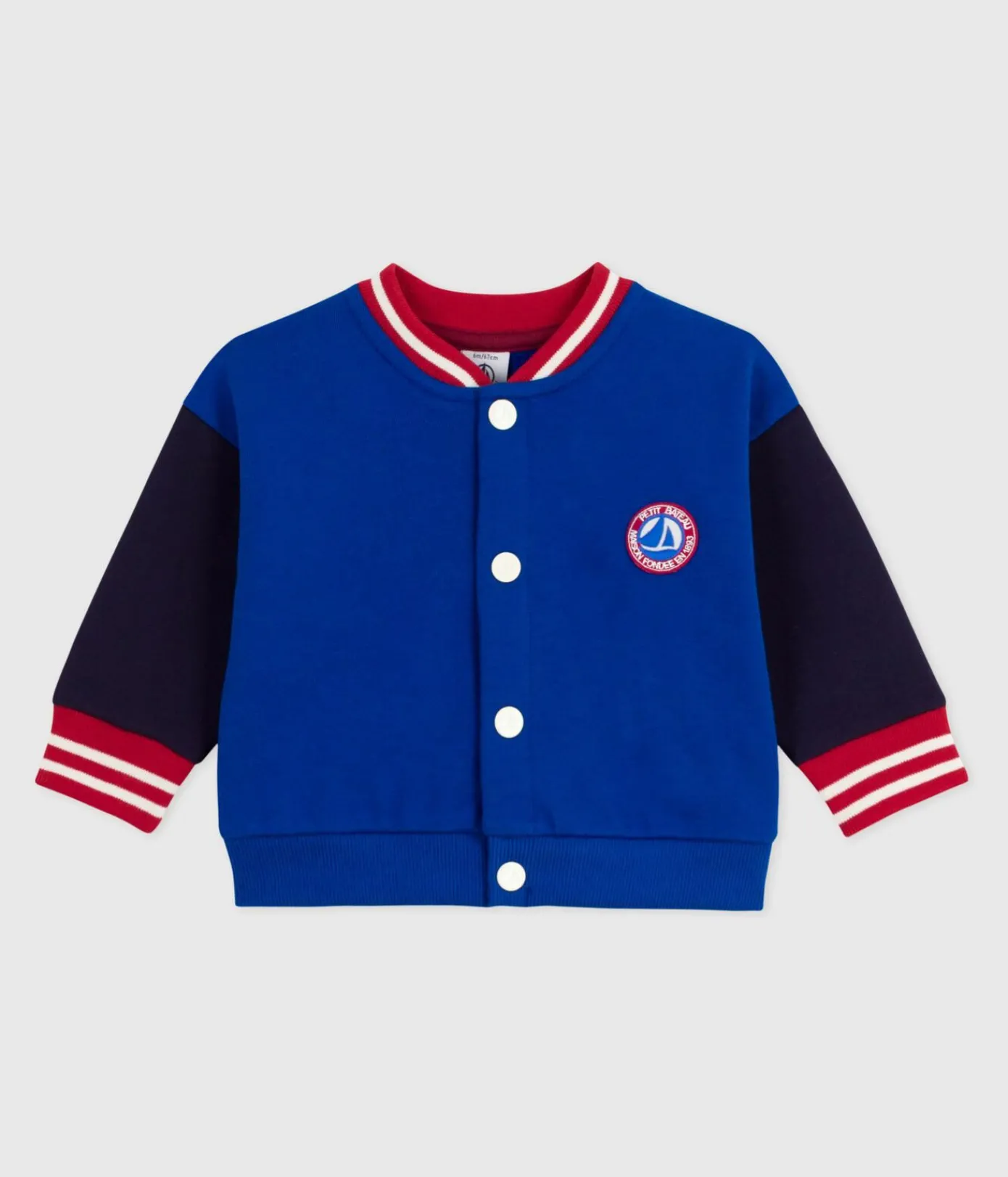 Petit Bateau Pullover, Cardigans*Baby College-Jacke aus zweifarbiger Baumwolle blau OLYMPIC/ SOIR