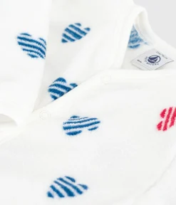 Petit Bateau Schlafanzüge, Strampler*Baby Fleece-Pyjama zum Überziehen mit Herzmotiv weiss MARSHMALLOW/weiss MULTICO