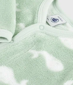 Petit Bateau Schlafanzüge, Strampler*Baby Fleece-Pyjama zum Überziehen mit Wal-Motiv. SAULE/ MARSHMALLOW