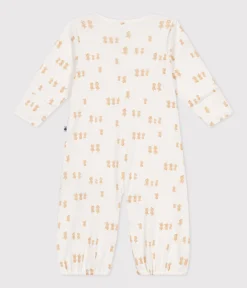 Petit Bateau Newborn|Schlafanzüge, Strampler*Baby Kombi-Overall aus Baumwolle weiss MARSHMALLOW/grau GRIS