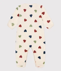 Petit Bateau Schlafanzüge, Strampler*Baby Overall-Pyjama aus Fleece weiss AVALANCHE/ MULTICO