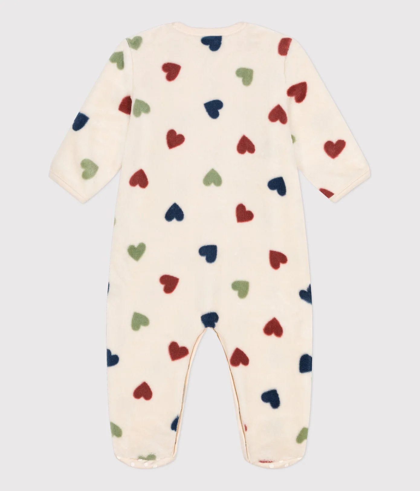 Petit Bateau Schlafanzüge, Strampler*Baby Overall-Pyjama aus Fleece weiss AVALANCHE/ MULTICO