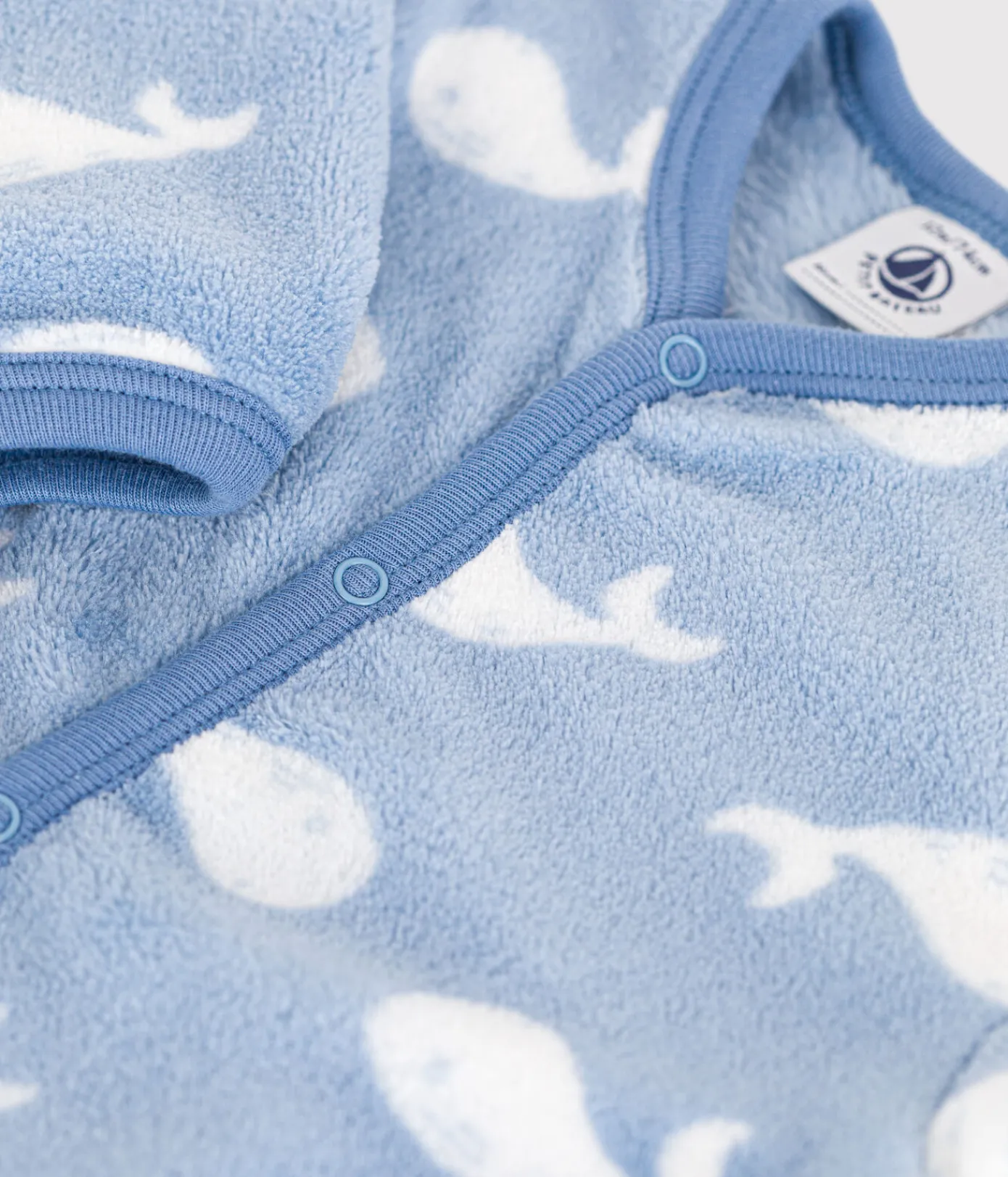 Petit Bateau Schlafanzüge, Strampler*Baby Overall-Pyjama aus Fleece blau BEACH/ MARSHMALLOW