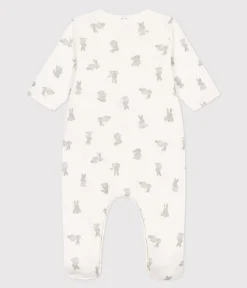 Petit Bateau Schlafanzüge, Strampler|Newborn*Baby Schlafanzug aus Doppeljersey, mit Häschenmotiv weiss MARSHMALLOW/grau GRIS