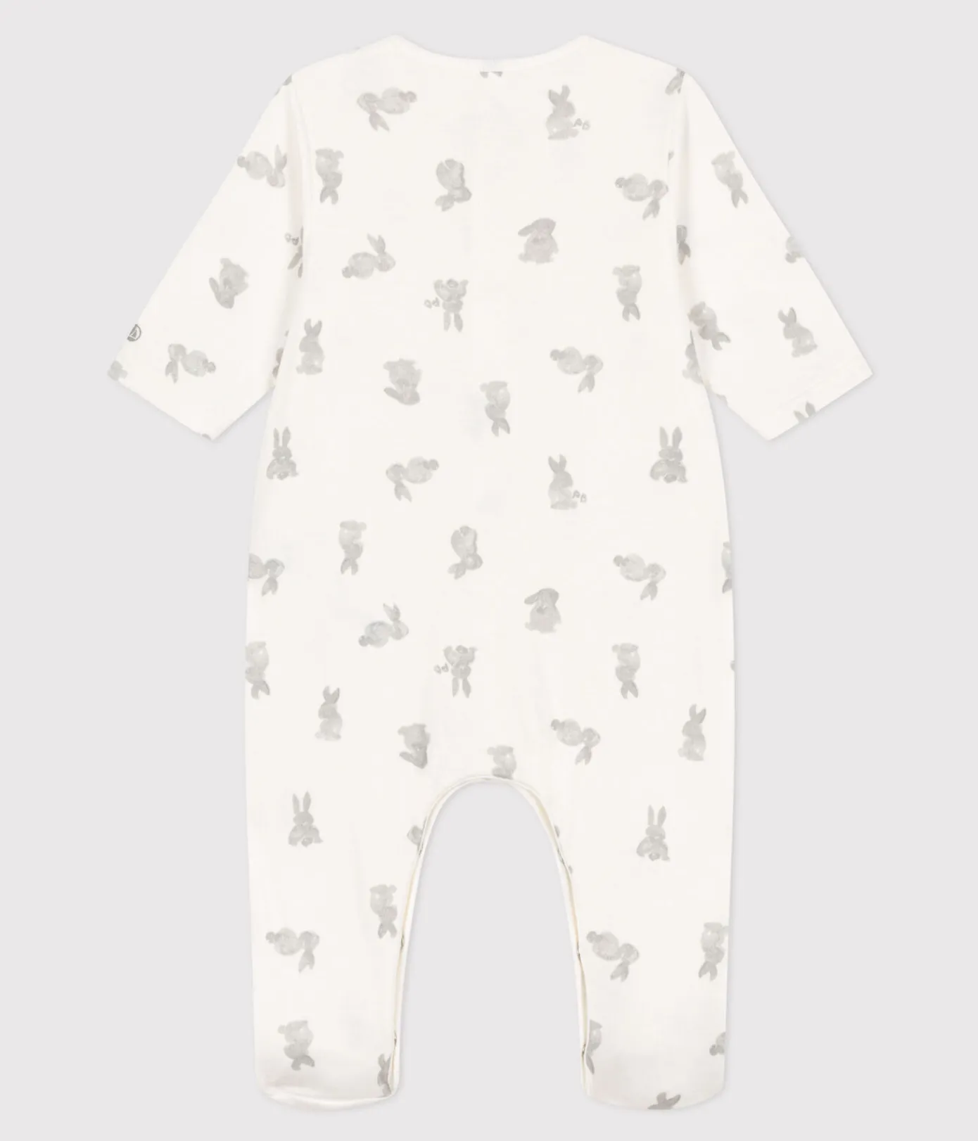 Petit Bateau Schlafanzüge, Strampler|Newborn*Baby Schlafanzug aus Doppeljersey, mit Häschenmotiv weiss MARSHMALLOW/grau GRIS