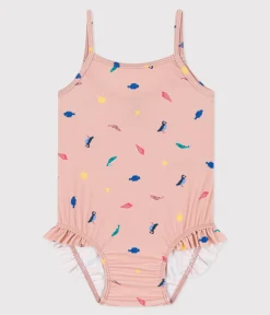 Petit Bateau Bademode, Uv-Kleidung*Baby-Badeanzug aus recyceltem Material rosa SALINE/weiss MULTICO