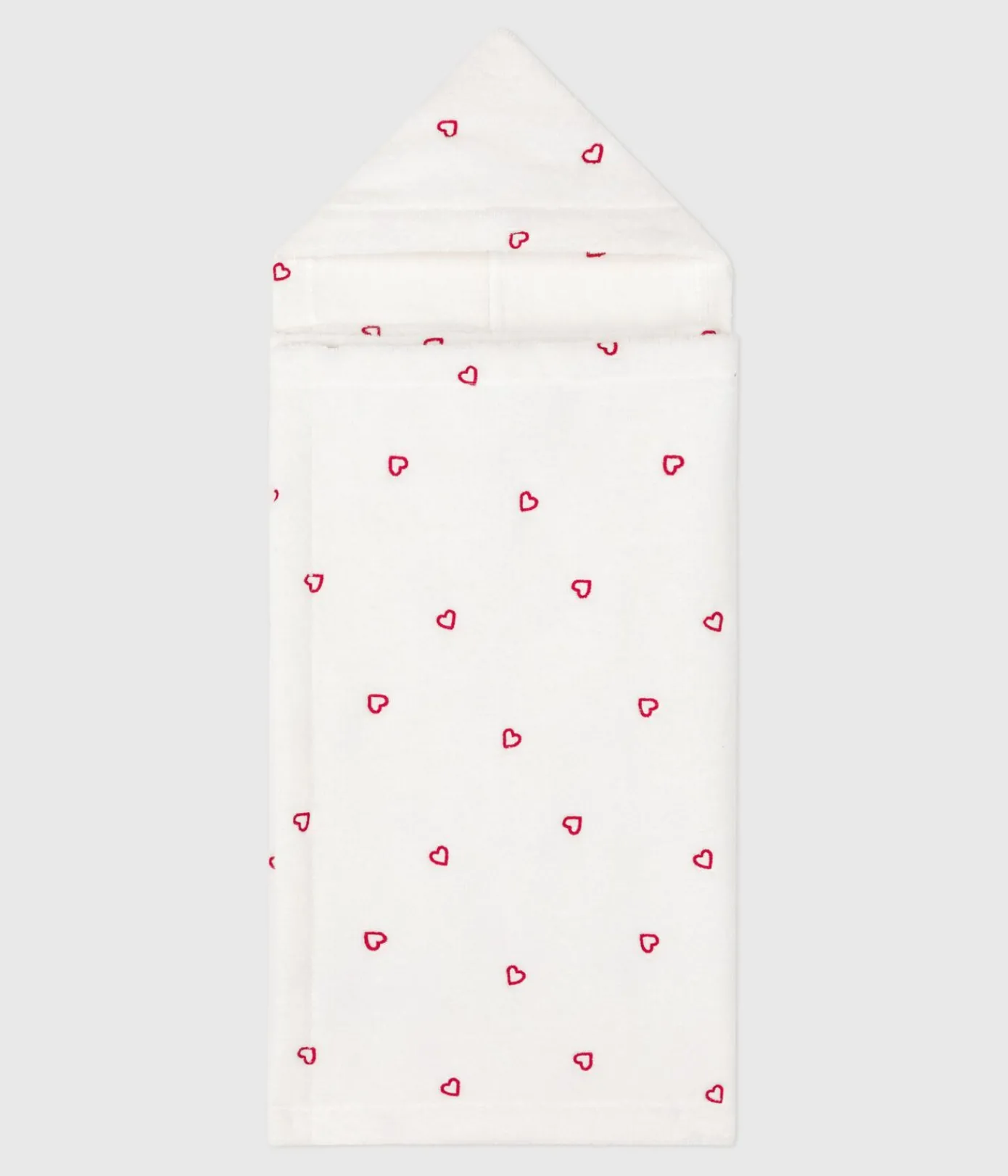 Petit Bateau Badetücher, Badecapes*Baby-Badehandtuch aus Frottee mit bestickten Herzen weiss MARSHMALLOW/rosa CHARME