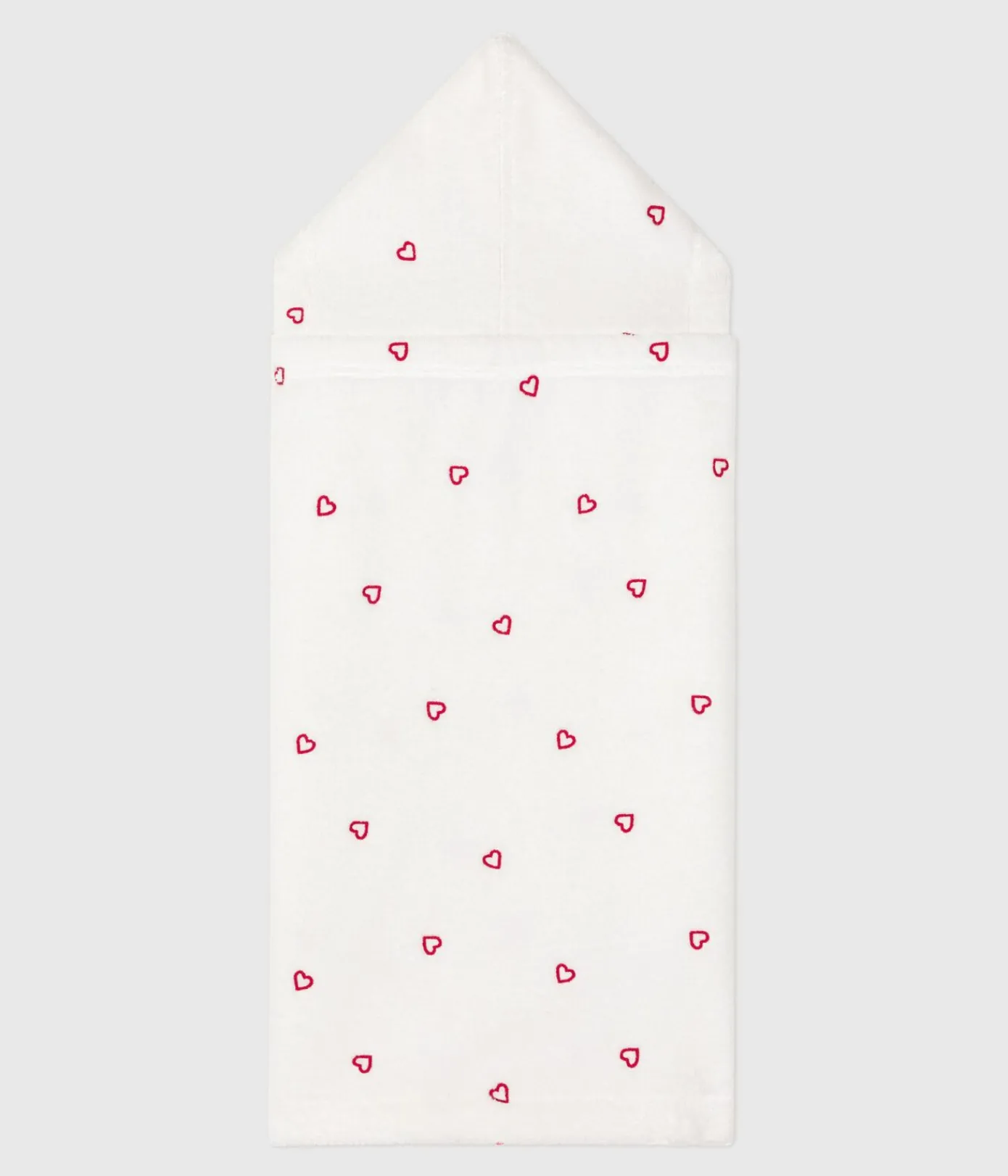 Petit Bateau Badetücher, Badecapes*Baby-Badehandtuch aus Frottee mit bestickten Herzen weiss MARSHMALLOW/rosa CHARME