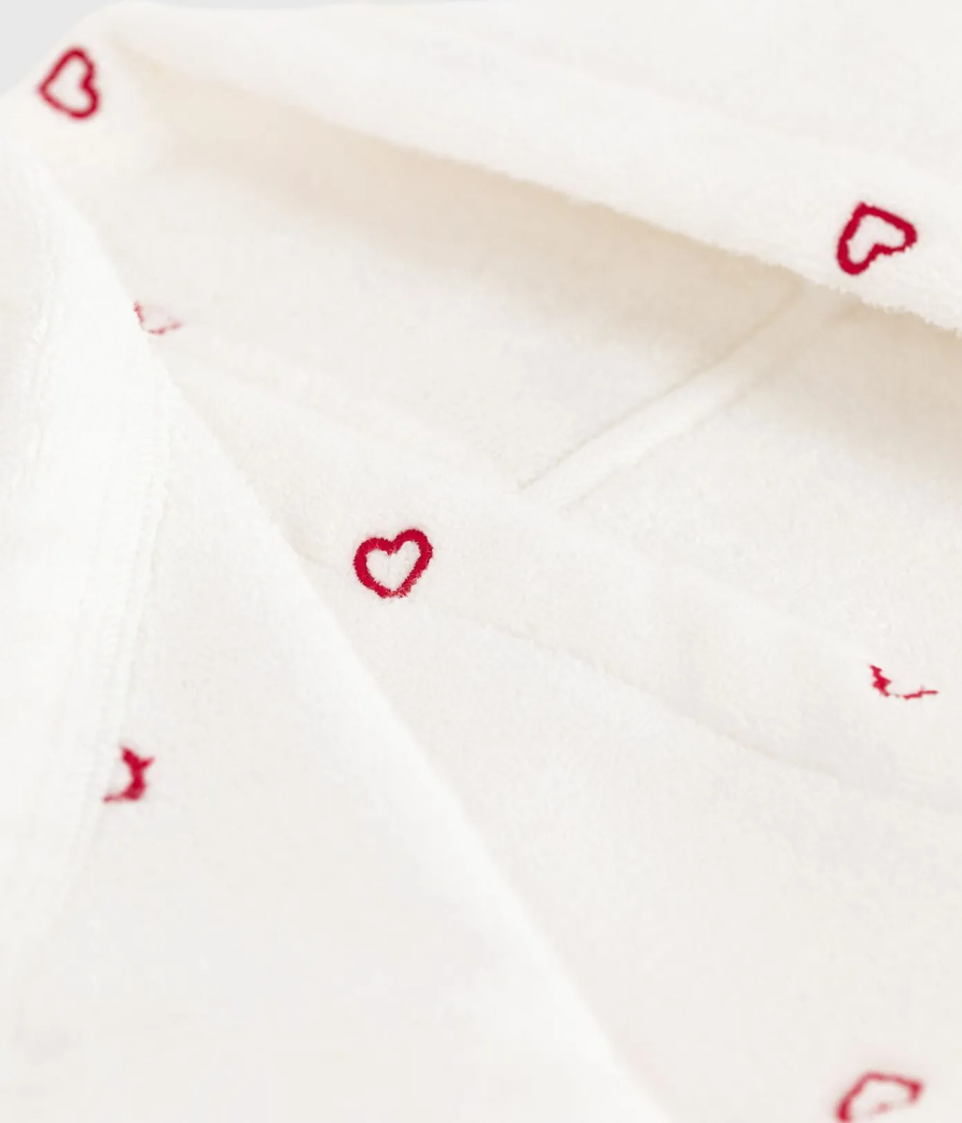 Petit Bateau Badetücher, Badecapes*Baby-Badehandtuch aus Frottee mit bestickten Herzen weiss MARSHMALLOW/rosa CHARME