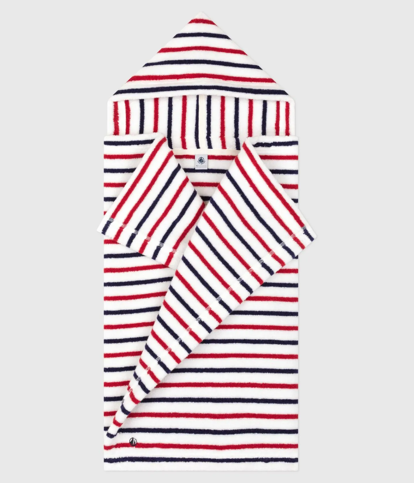 Petit Bateau Badetücher, Badecapes*Baby-Badehandtuch aus Frottee mit Streifen weiss MARSHMALLOW/weiss MULTICO
