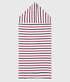 Petit Bateau Badetücher, Badecapes*Baby-Badehandtuch aus Frottee mit Streifen weiss MARSHMALLOW/weiss MULTICO