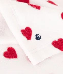 Petit Bateau Badetücher, Badecapes​*Baby-Badehandtuch mit Herzmotiv aus Frottee weiss MARSHMALLOW/ROT TERKUIT