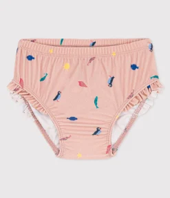 Petit Bateau Bademode, Uv-Kleidung*Baby-Badehose aus recyceltem Material rosa SALINE/weiss MULTICO