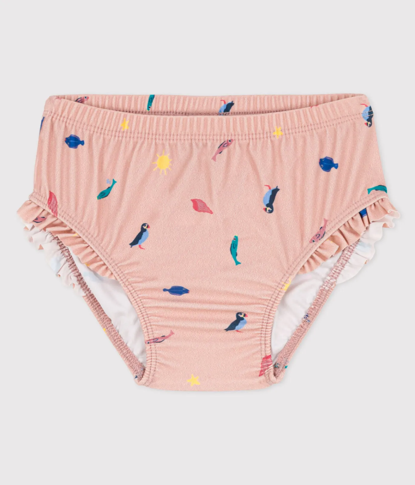 Petit Bateau Bademode, Uv-Kleidung*Baby-Badehose aus recyceltem Material rosa SALINE/weiss MULTICO