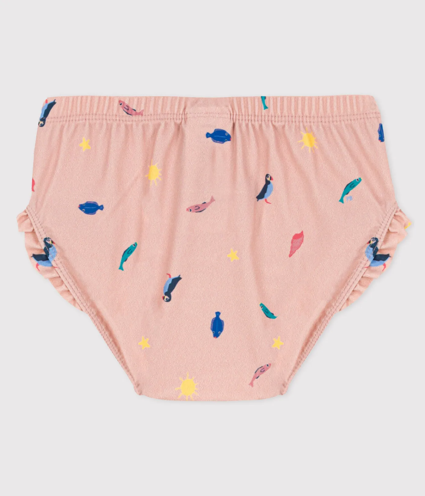 Petit Bateau Bademode, Uv-Kleidung*Baby-Badehose aus recyceltem Material rosa SALINE/weiss MULTICO