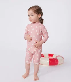 Petit Bateau Bademode, Uv-Kleidung*Baby-Badeoverall mit UV-Schutz, Blumenmuster rosa CHARME/weiss MARSHMALLOW