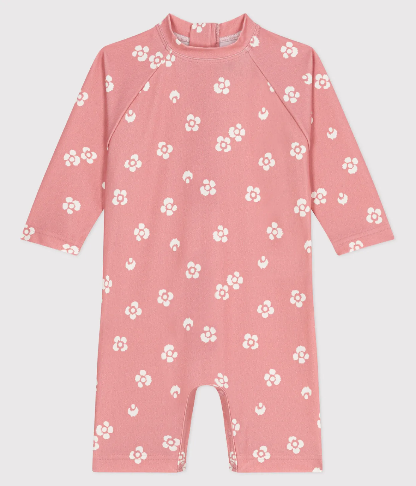 Petit Bateau Bademode, Uv-Kleidung*Baby-Badeoverall mit UV-Schutz, Blumenmuster rosa CHARME/weiss MARSHMALLOW