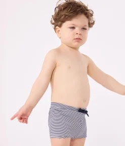 Petit Bateau Bademode, Uv-Kleidung*Baby-Badeshorts blau MEDIEVAL/weiss MARSHMALLOW