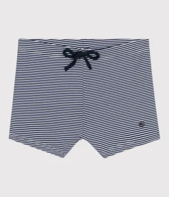 Petit Bateau Bademode, Uv-Kleidung*Baby-Badeshorts blau MEDIEVAL/weiss MARSHMALLOW