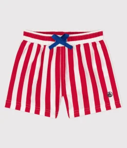 Petit Bateau Bademode, Uv-Kleidung*Baby-Badeshorts mit Streifenmuster ROT MARSHMALLOW/ SPI