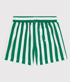 Petit Bateau Bademode, Uv-Kleidung*Baby-Badeshorts mit Streifenmuster grün MARSHMALLOW/ JARDIN