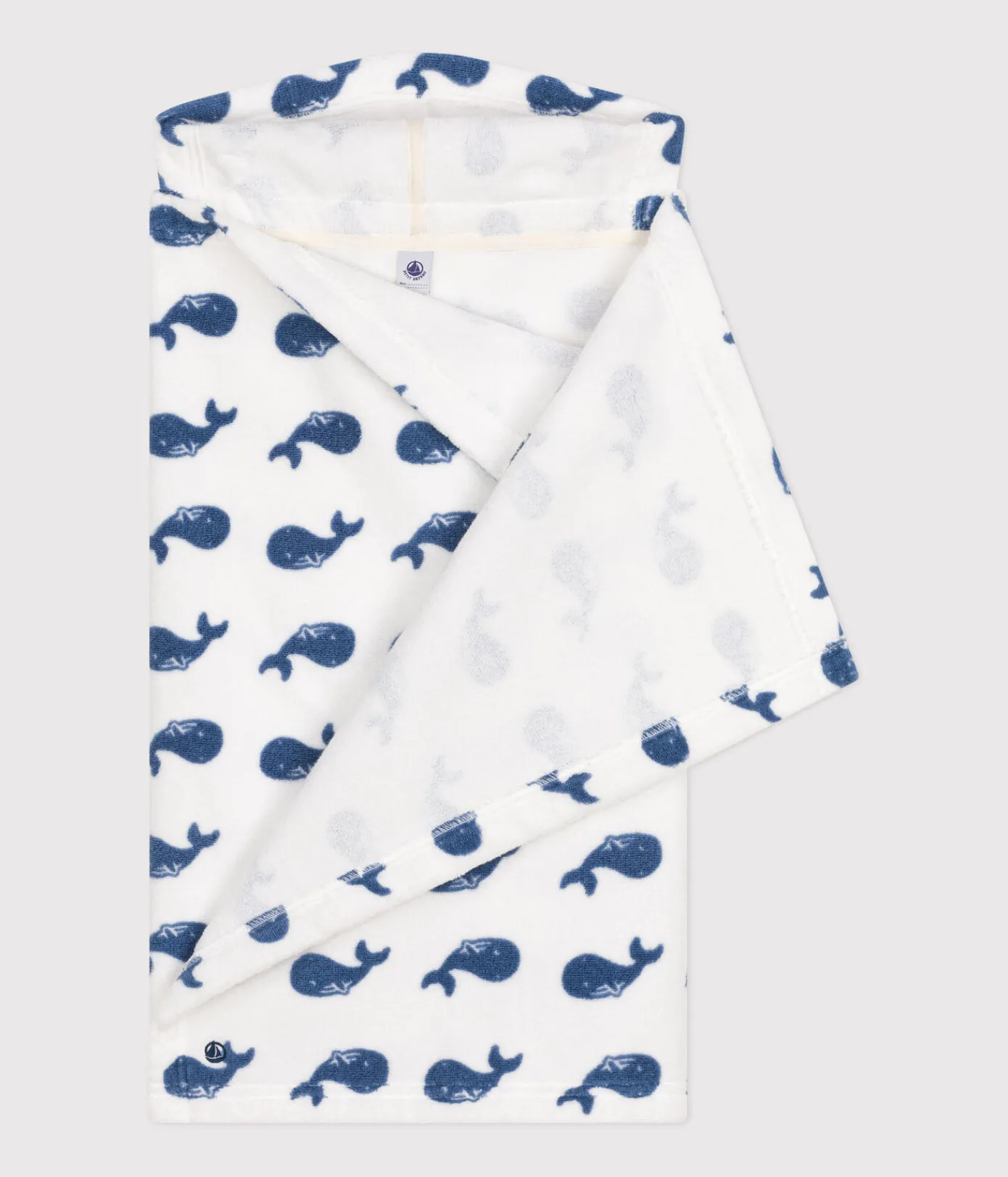 Petit Bateau Badetücher, Badecapes*Baby-Badetuch mit Kapuze aus Frottee mit Walmuster MARSHMALLOW/ BEACH