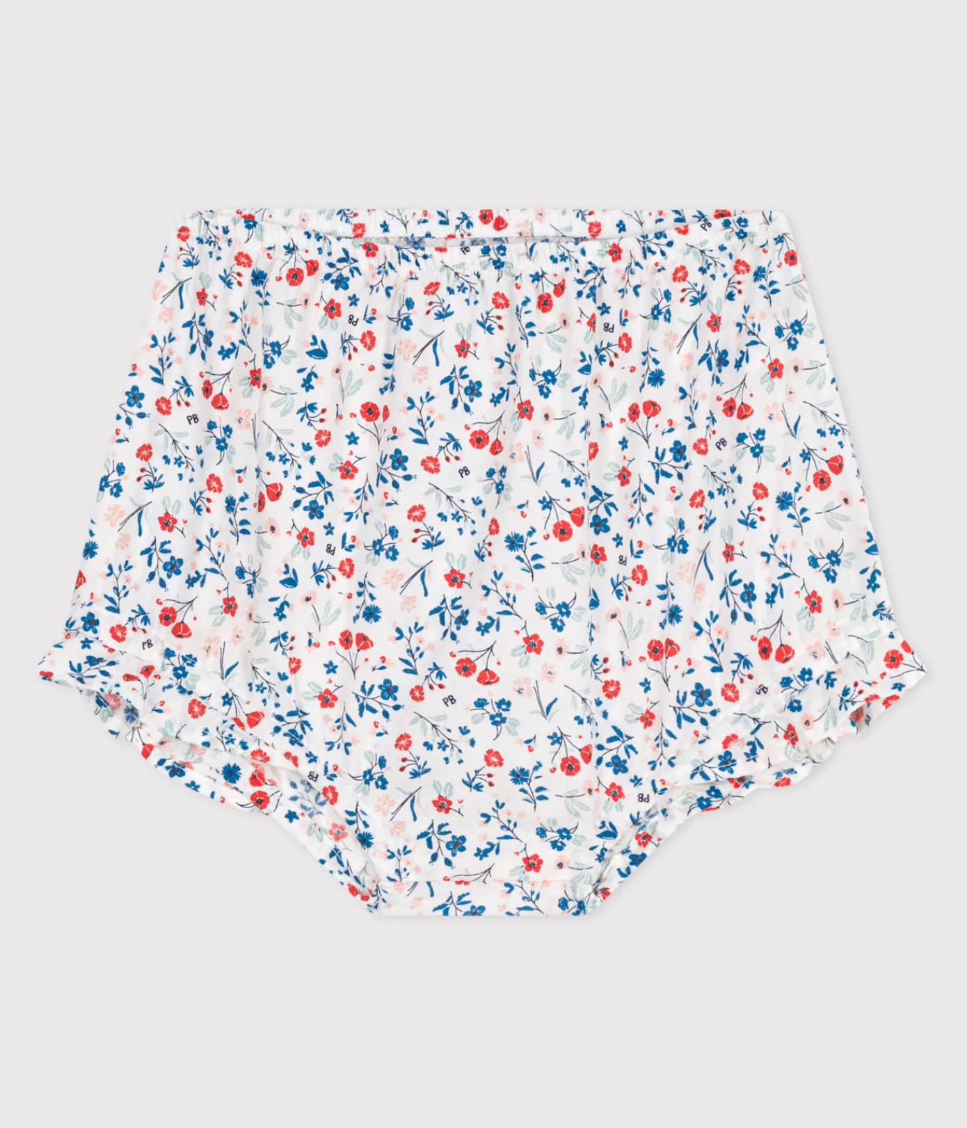 Petit Bateau Shorts, Hosen, Leggings*Baby-Bloomer aus Popeline mit Blümchenmuster weiss MARSHMALLOW/weiss MULTICO