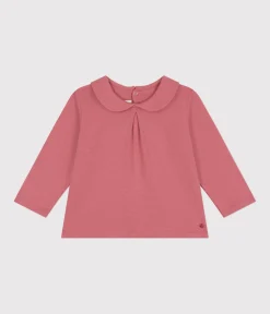 Petit Bateau T-Shirts, Oberteile*Baby-Bluse mit Kragen aus Baumwolle rosa ROSEWOOD