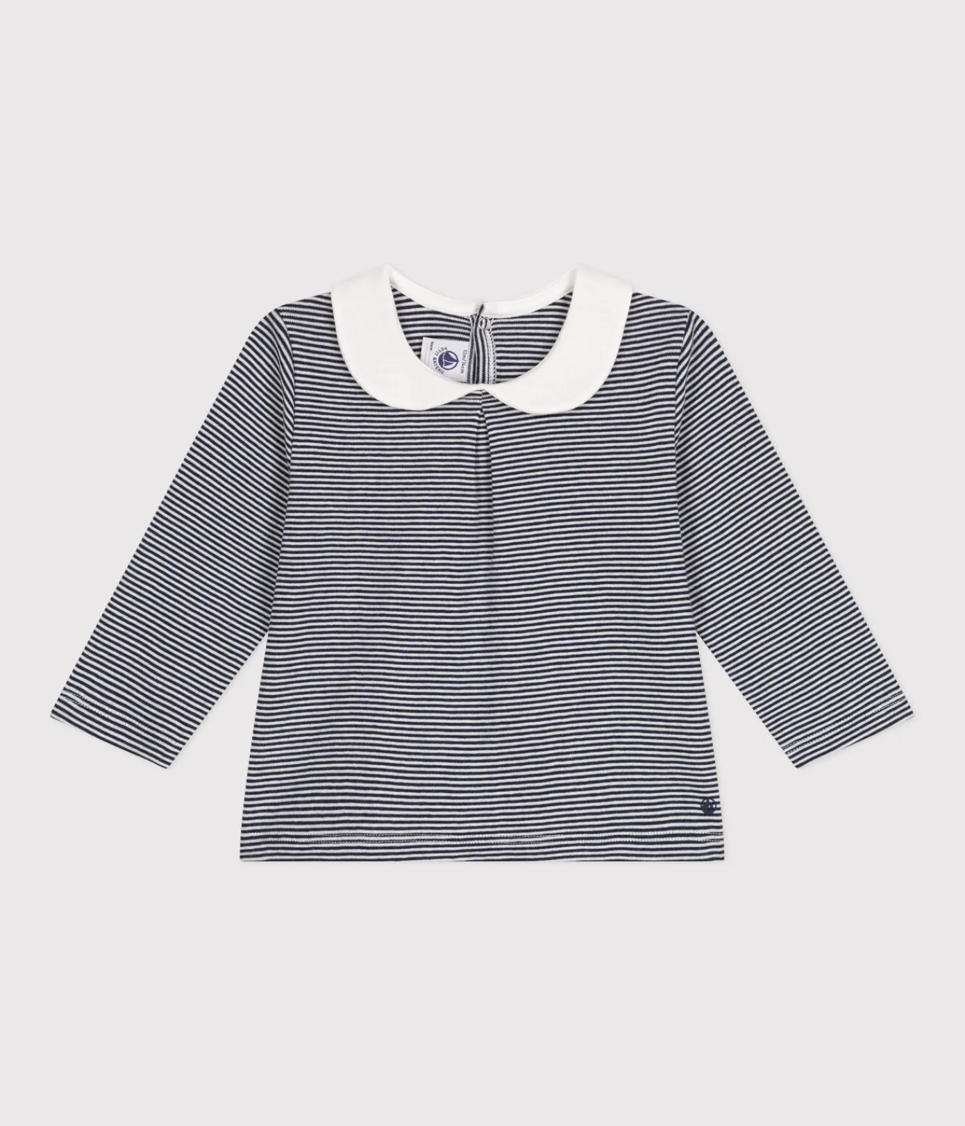 Petit Bateau T-Shirts, Oberteile*Baby-Bluse mit Kragen aus Baumwolle blau SMOKING/weiss MARSHMALLOW