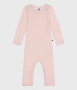 Petit Bateau Bodys*Baby-Body mit langen Beinen aus Wolle und Baumwolle rosa SALINE