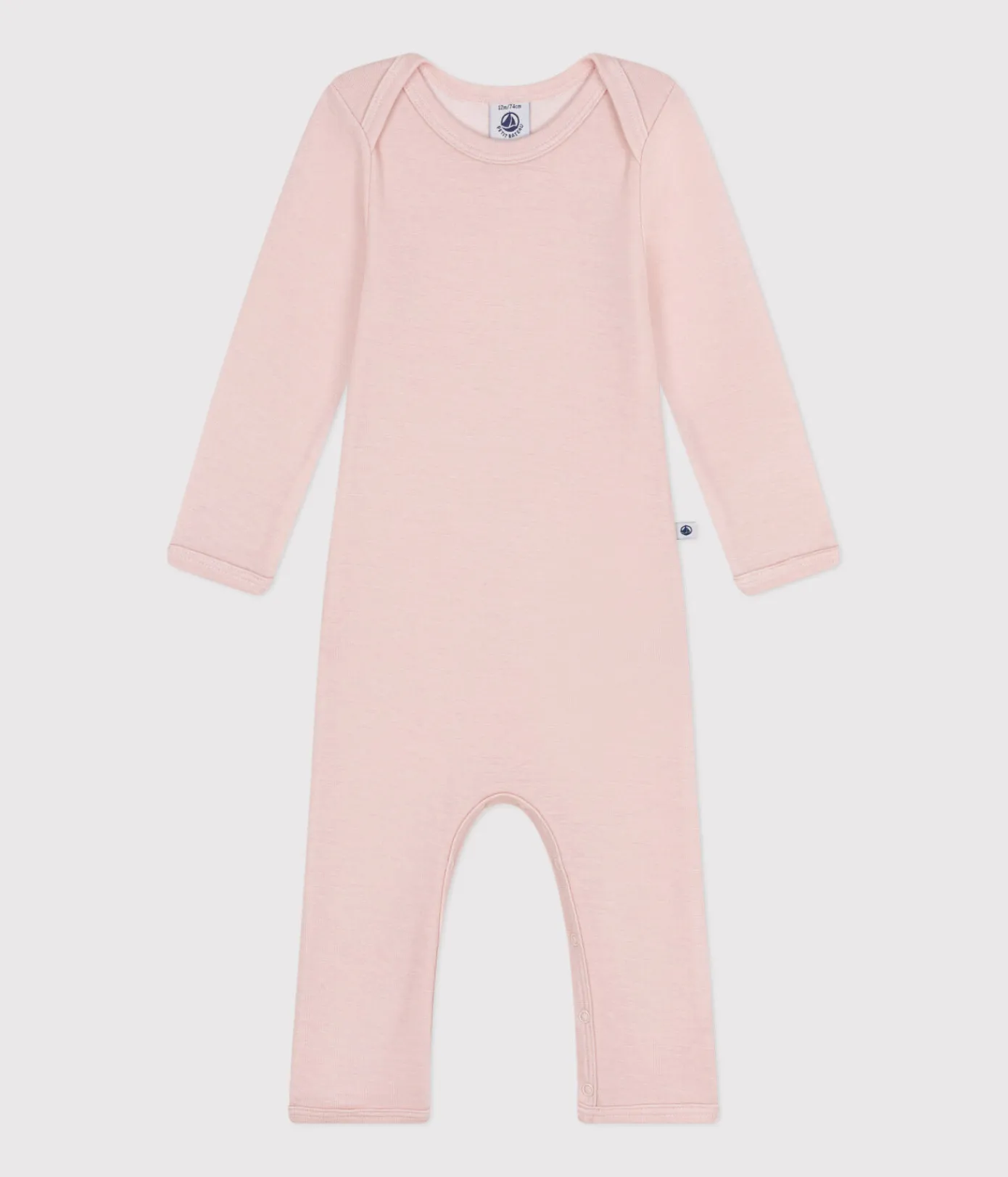 Petit Bateau Bodys*Baby-Body mit langen Beinen aus Wolle und Baumwolle rosa SALINE