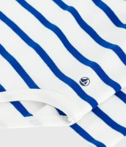 Petit Bateau T-Shirts, Oberteile*Baby-Body mit Polokragen aus gestreifter Baumwolle blau MILK/ OLYMPIC