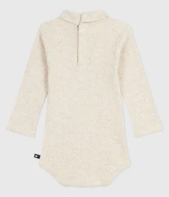 Petit Bateau T-Shirts, Oberteile*Baby-Body mit Rollkragen aus einfarbiger Baumwolle beige MONTELIMAR CHINE