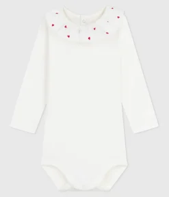Petit Bateau T-Shirts, Oberteile*Baby-Body mit Rollkragen aus einfarbiger Baumwolle weiss MARSHMALLOW