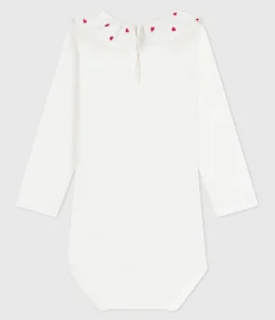 Petit Bateau T-Shirts, Oberteile*Baby-Body mit Rollkragen aus einfarbiger Baumwolle weiss MARSHMALLOW
