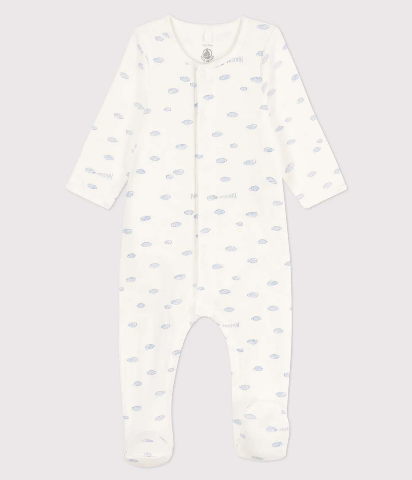 Petit Bateau Schlafanzüge, Strampler|Newborn*Baby-Bodyjama aus Doppeljersey weiss MARSHMALLOW/weiss MULTICO