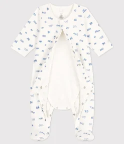 Petit Bateau Schlafanzüge, Strampler|Newborn*Baby-Bodyjama Heho aus Doppeljersey weiss MARSHMALLOW/ CREPUSCULE
