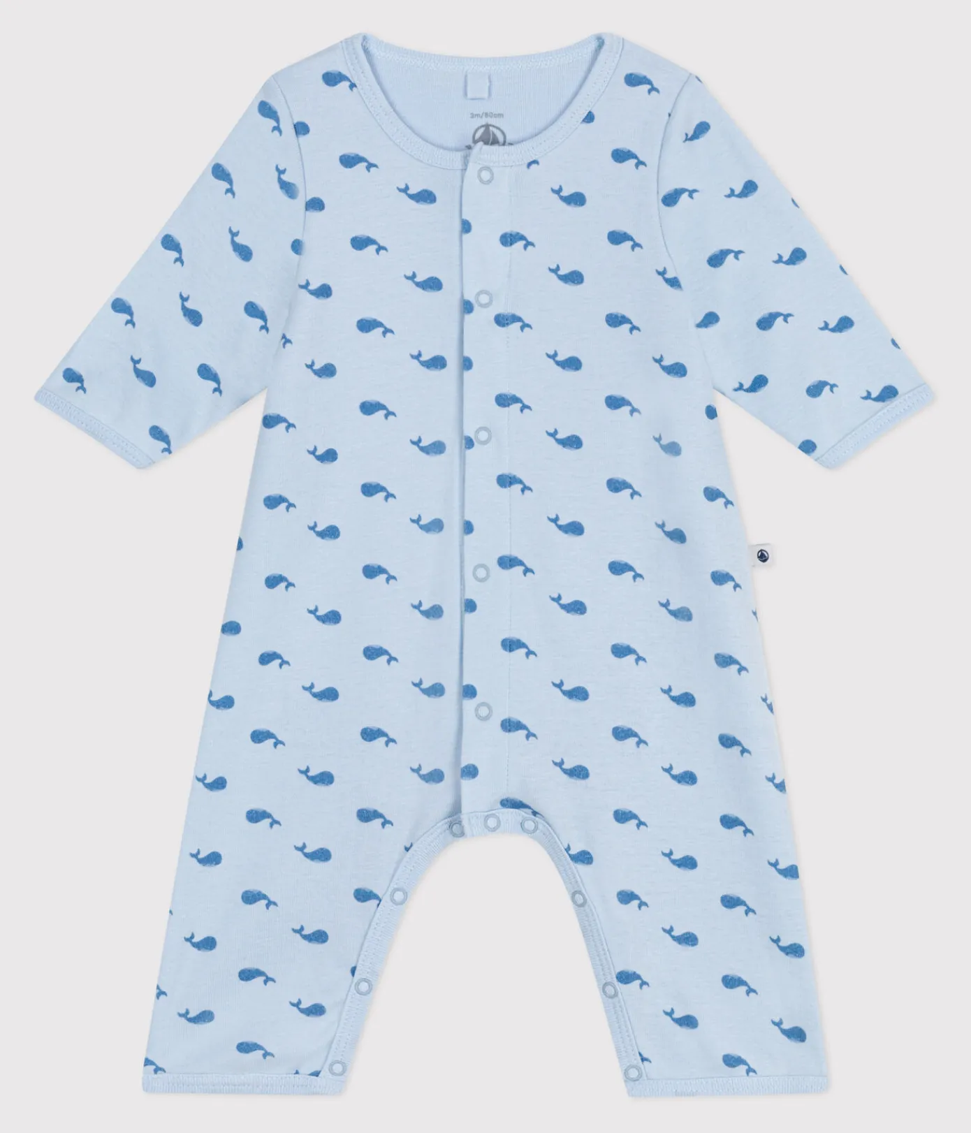 Petit Bateau Newborn|Schlafanzüge, Strampler*Baby-Bodyjama ohne Füßchen aus Baumwolle mit Wal-Motiv blau TOUDOU/ ALASKA