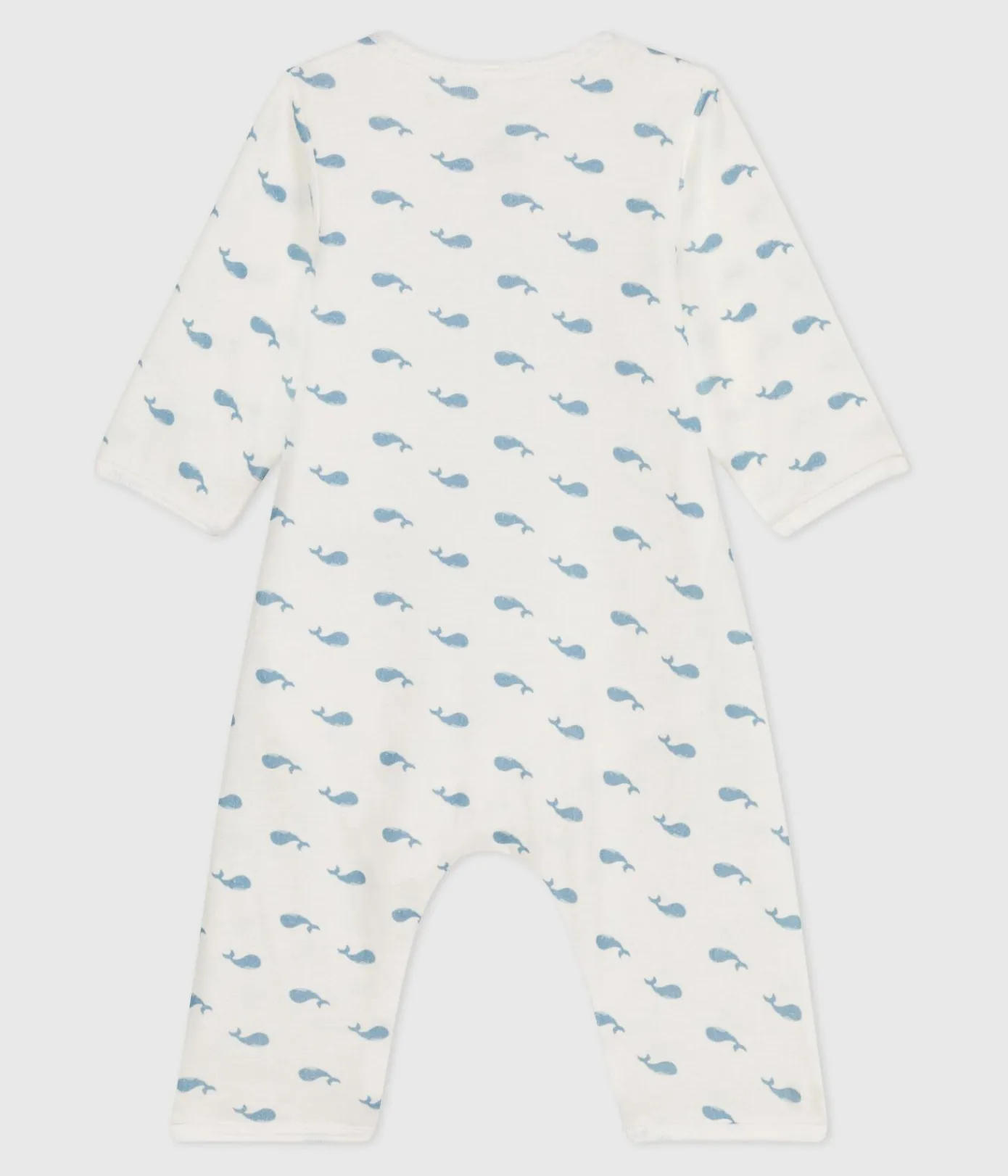 Petit Bateau Schlafanzüge, Strampler|Newborn*Baby-Bodyjama ohne Füßchen aus Baumwolle mit Walmotiv MARSHMALLOW/ ADRIATIC
