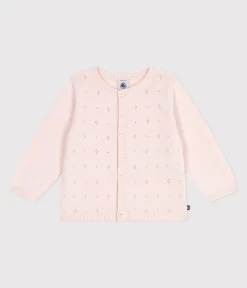 Petit Bateau Pullover, Cardigans*Baby-Cardigan aus Baumwolle mit Zierstrick rosa FLEUR