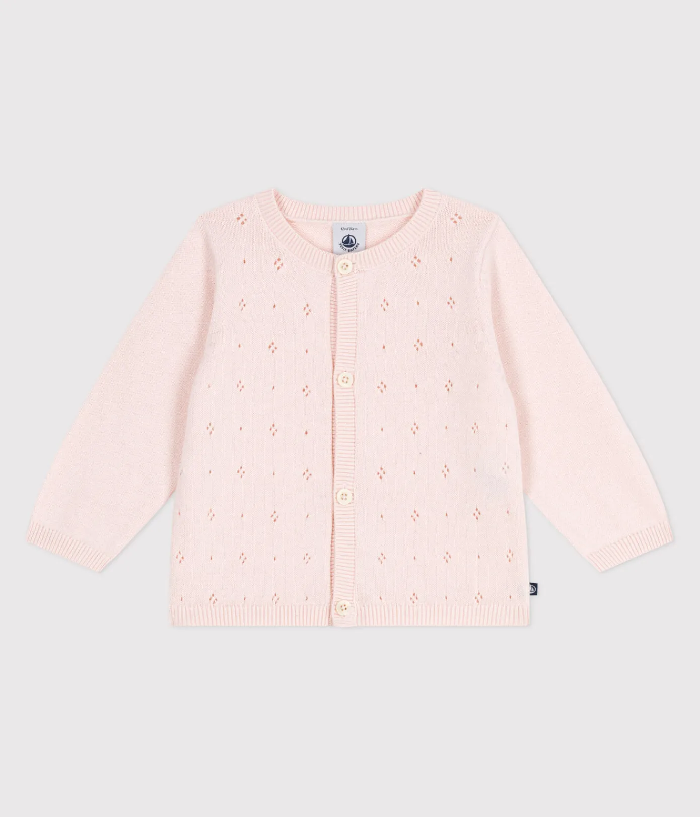 Petit Bateau Pullover, Cardigans*Baby-Cardigan aus Baumwolle mit Zierstrick rosa FLEUR