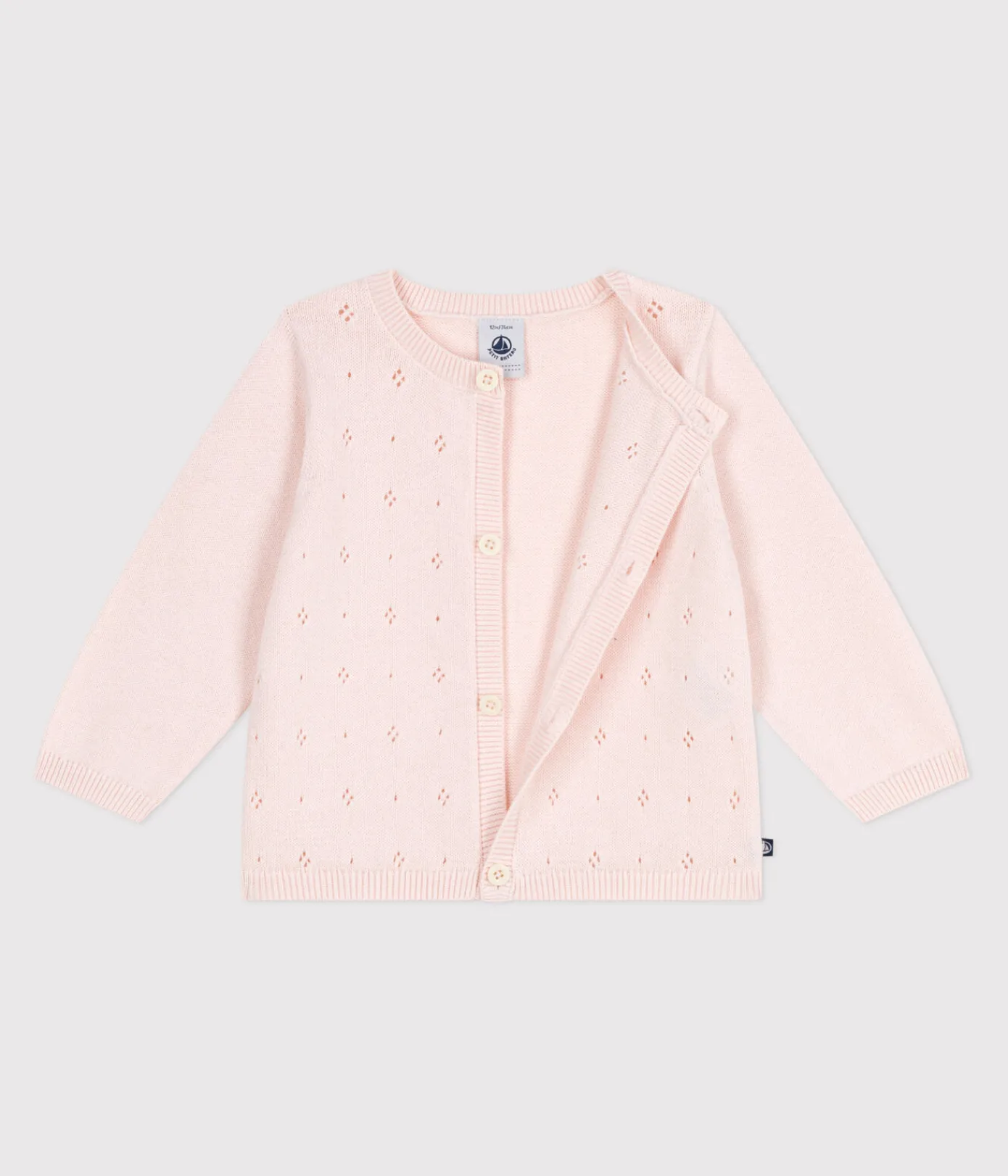 Petit Bateau Pullover, Cardigans*Baby-Cardigan aus Baumwolle mit Zierstrick rosa FLEUR