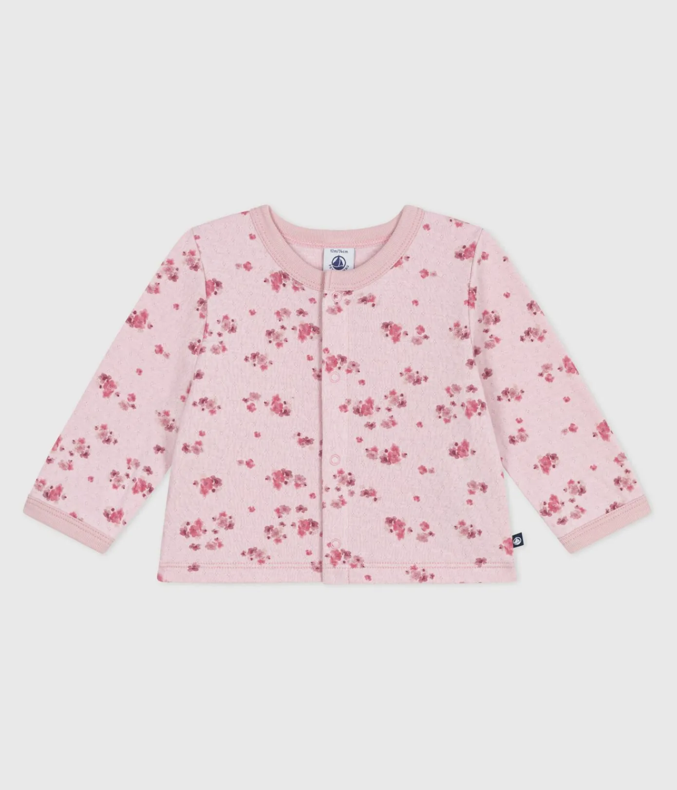 Petit Bateau Pullover, Cardigans*Baby-Cardigan aus Baumwolle mit Blumenmotiv rosa JOLI/weiss MULTICO
