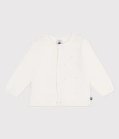 Petit Bateau Pullover, Cardigans*Baby-Cardigan aus Baumwolle mit Zierstrick weiss MARSHMALLOW