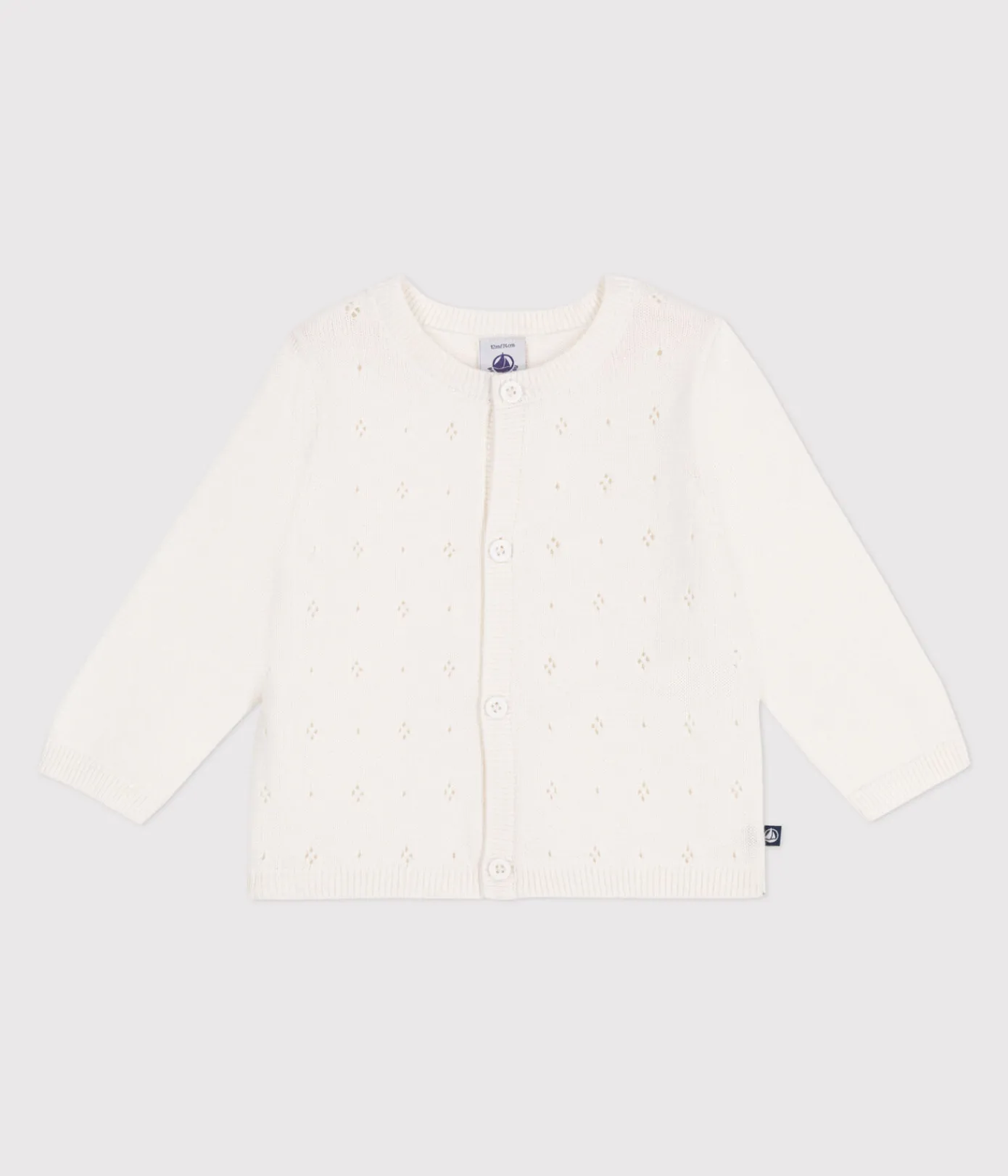 Petit Bateau Pullover, Cardigans*Baby-Cardigan aus Baumwolle mit Zierstrick weiss MARSHMALLOW