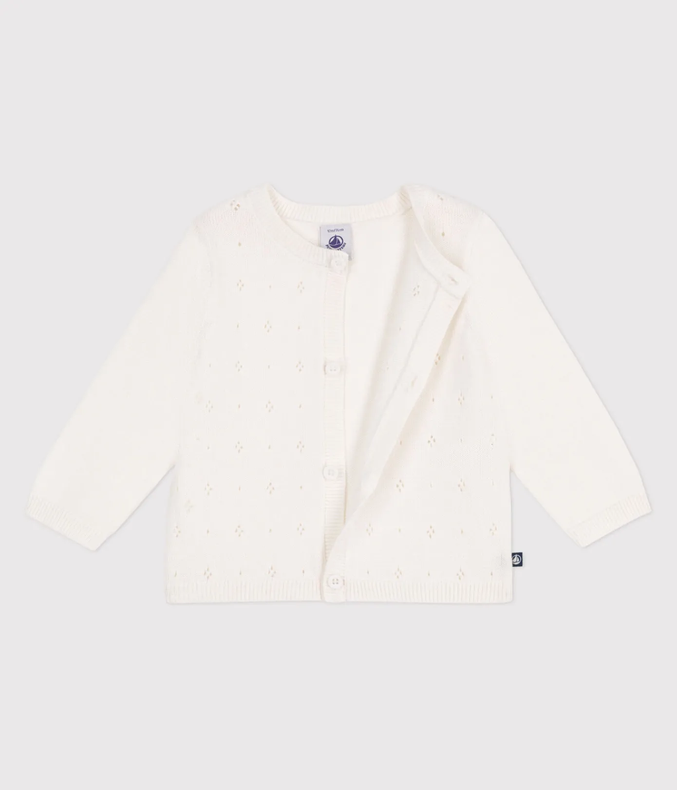 Petit Bateau Pullover, Cardigans*Baby-Cardigan aus Baumwolle mit Zierstrick weiss MARSHMALLOW